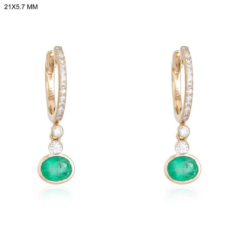 Charming Gemstone 14K (or 18k upon request) Yellow Gold Diamond Drop Earrings